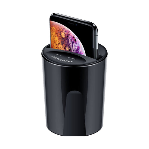 Qi Wireless Charger car Cup Holder,10W 7.5W Fast Wireless car Charging Magnetic Mount with USB Type C Port